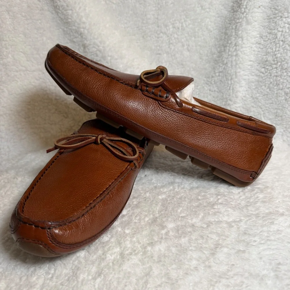 Johnston & Murphy Damon Mahogany Italian Calfskin‎ Driver Loafers Mens 8.5M